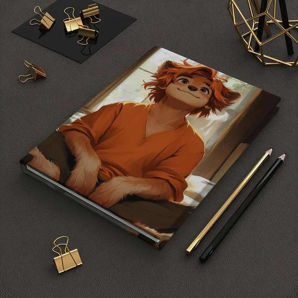 Anime Lion Boy Sitting Cozy Indoor Room – Notebooks