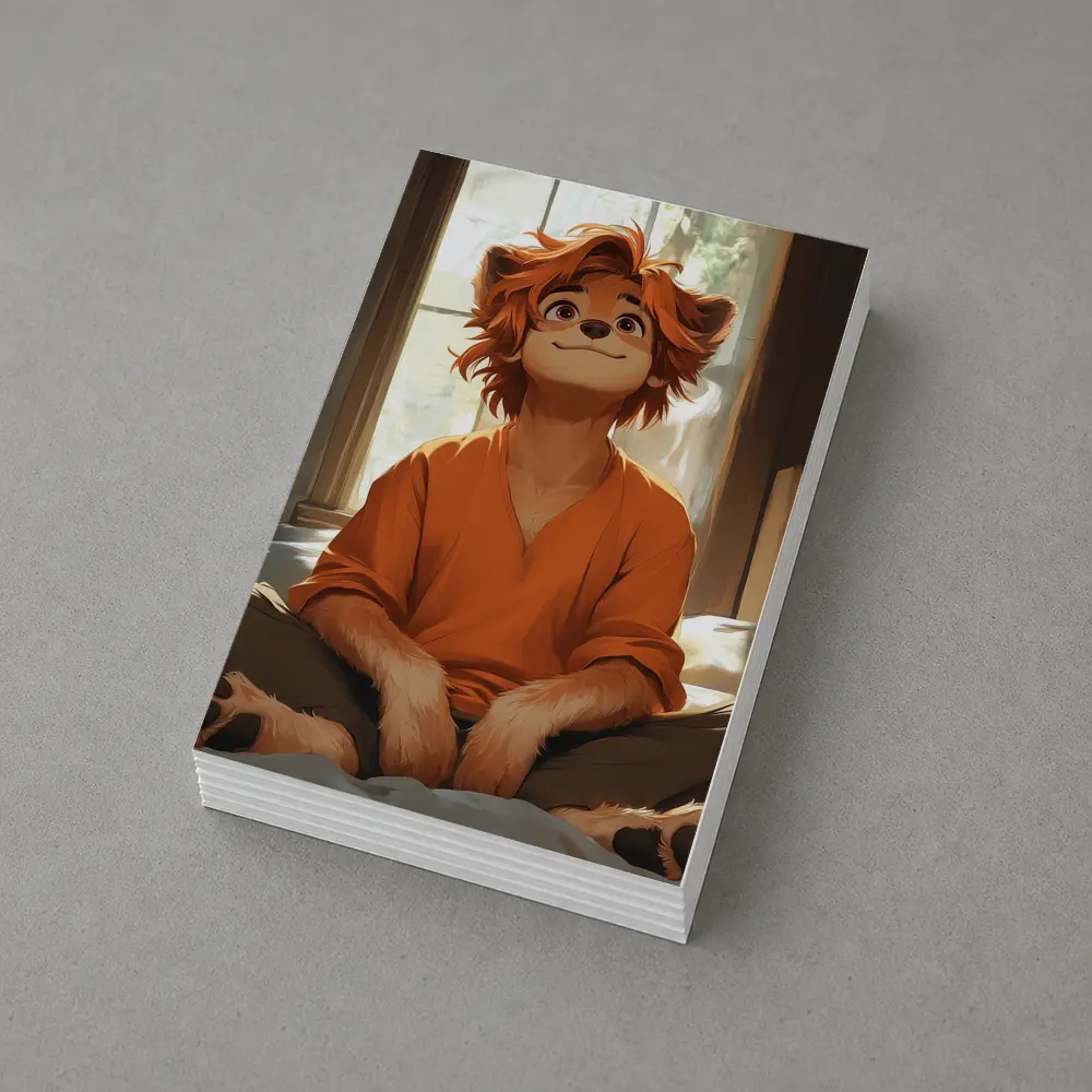 Anime Lion Boy Sitting Cozy Indoor Room – Postcards
