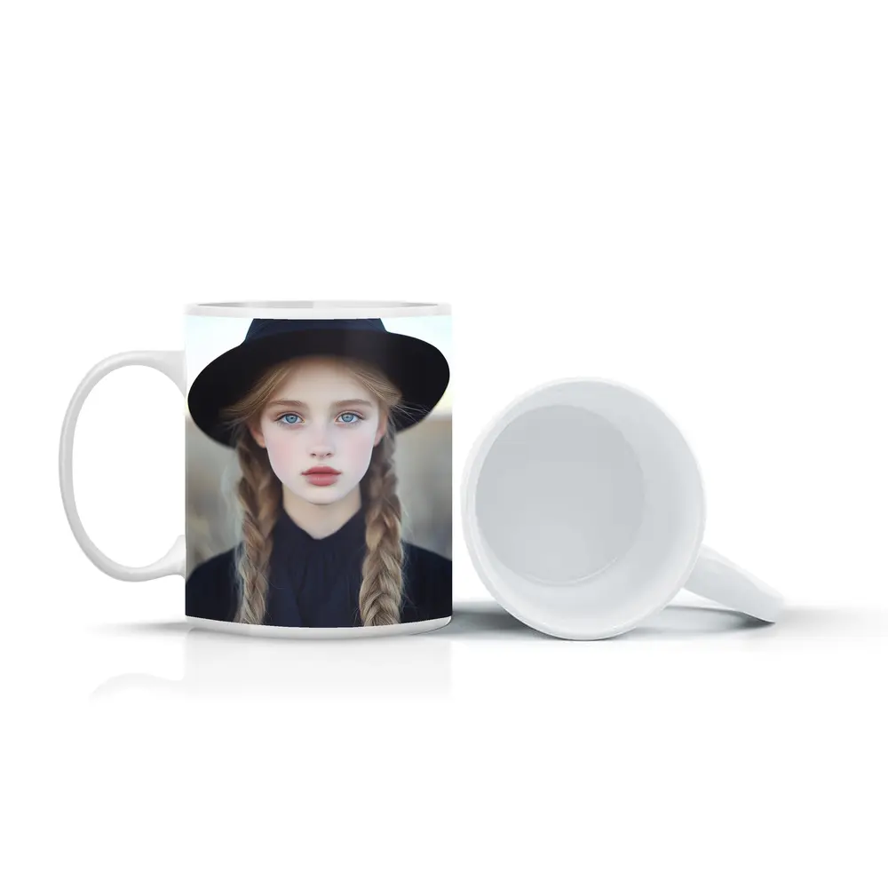 Blonde Girl Blue Eyes Black Hat Portrait – Mugs