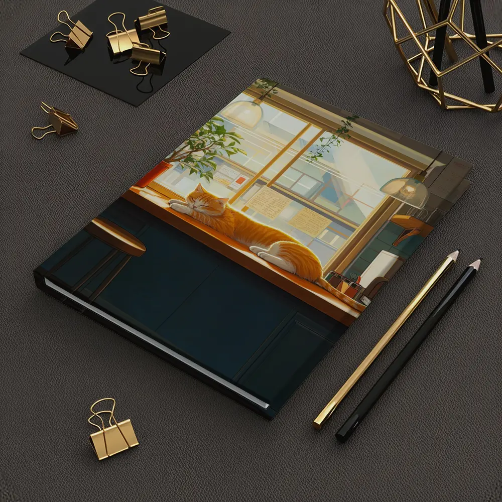 Orange Cat Sleeping on Cafe Counter – Notebooks
