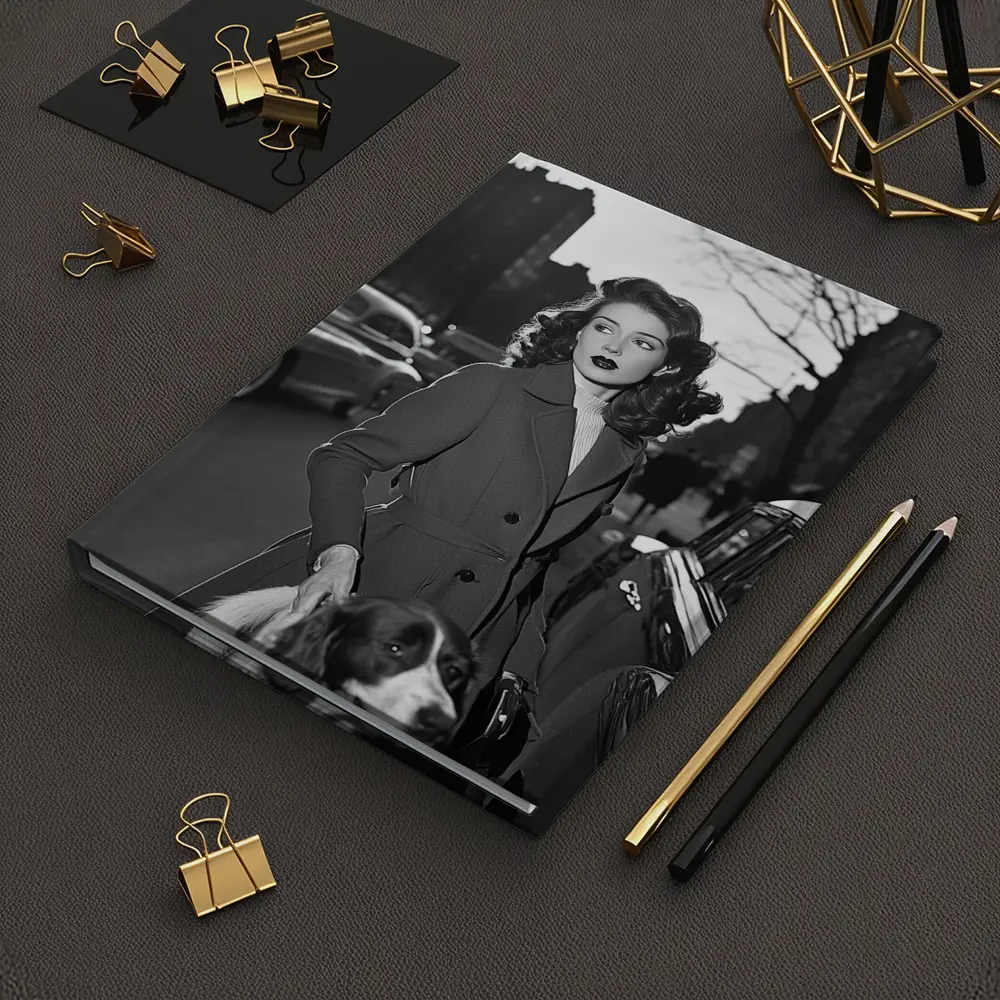 Elegant Woman Dog City Street Retro – Notebooks