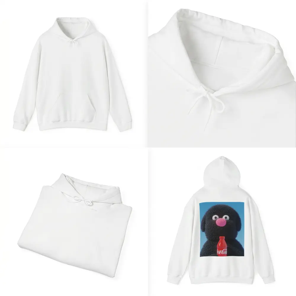 Fluffy Black Puppet Holding Coca Cola Bottle – Hoodies