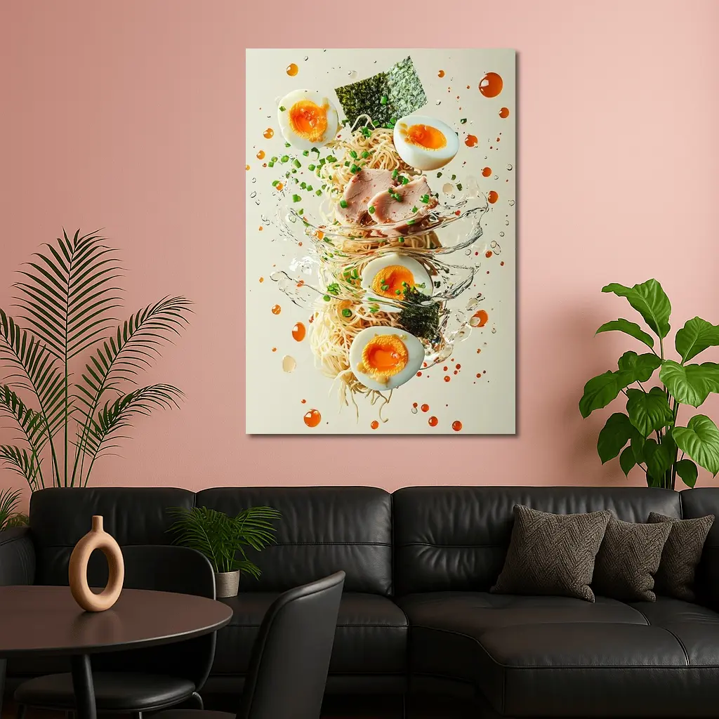 Ramen Bowl Explosion Noodles Eggs Nori – Wall Art