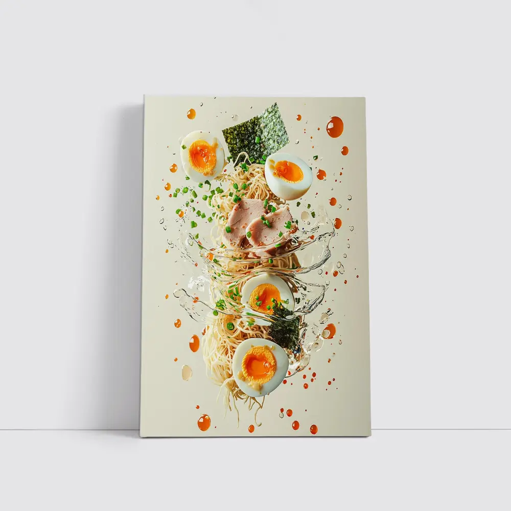 Ramen Bowl Explosion Noodles Eggs Nori – Wall Art