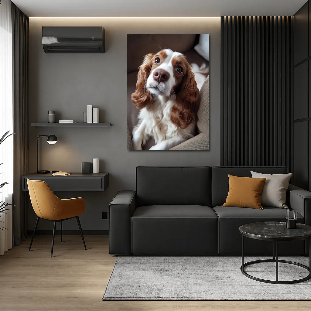Cavalier King Charles Spaniel On Cozy Sofa – Wall Art