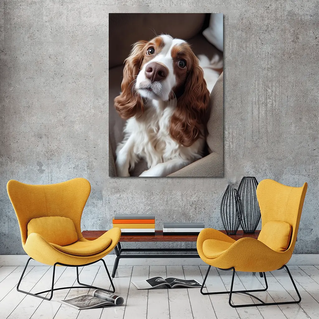 Cavalier King Charles Spaniel On Cozy Sofa – Wall Art