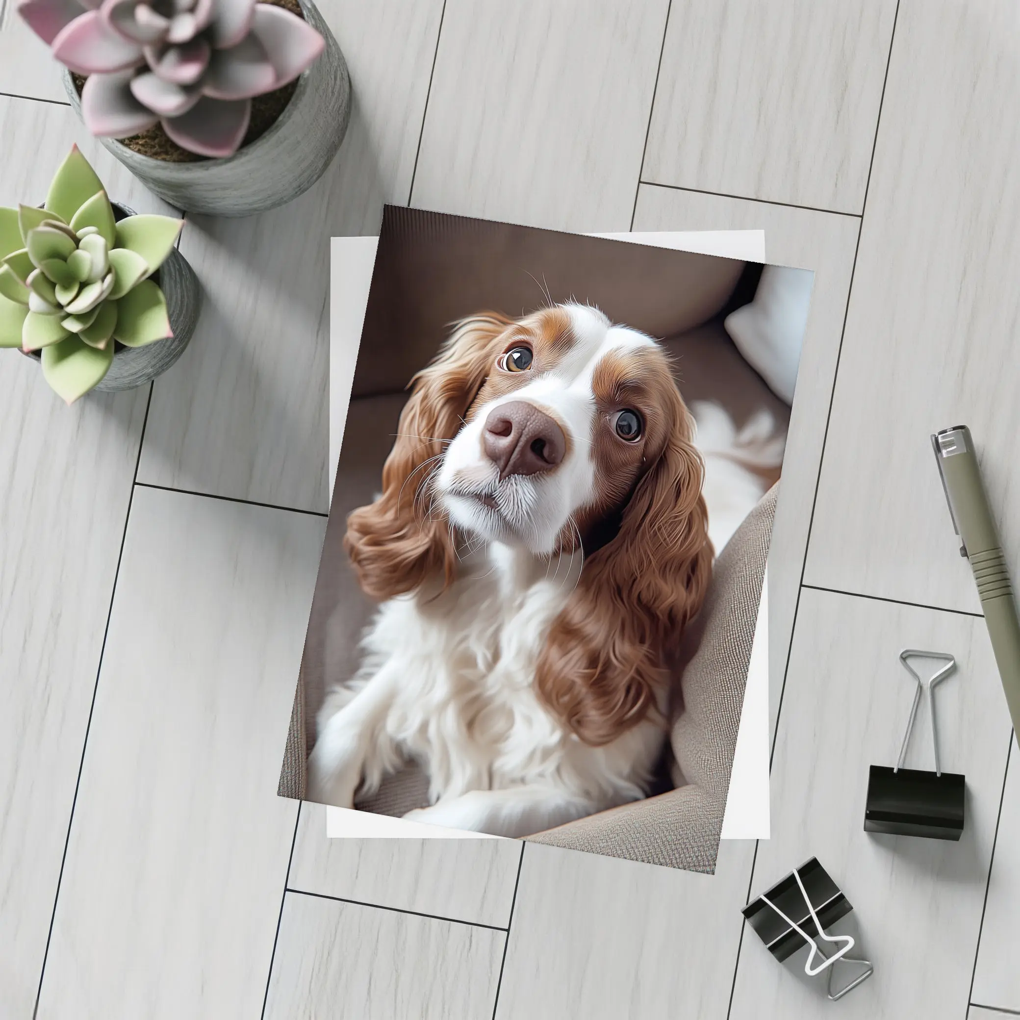 Cavalier King Charles Spaniel On Cozy Sofa – Postcards