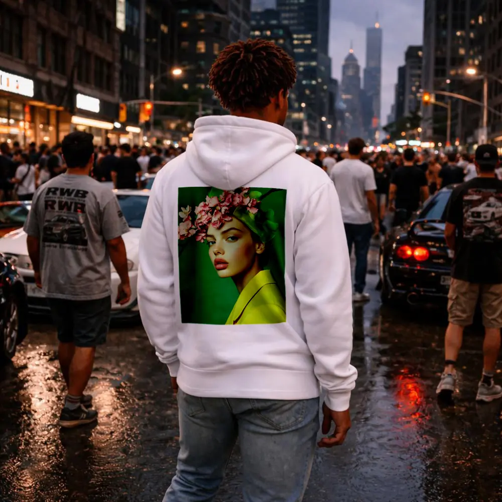 Woman Pink Blossom Crown Yellow Jacket Green – Hoodies