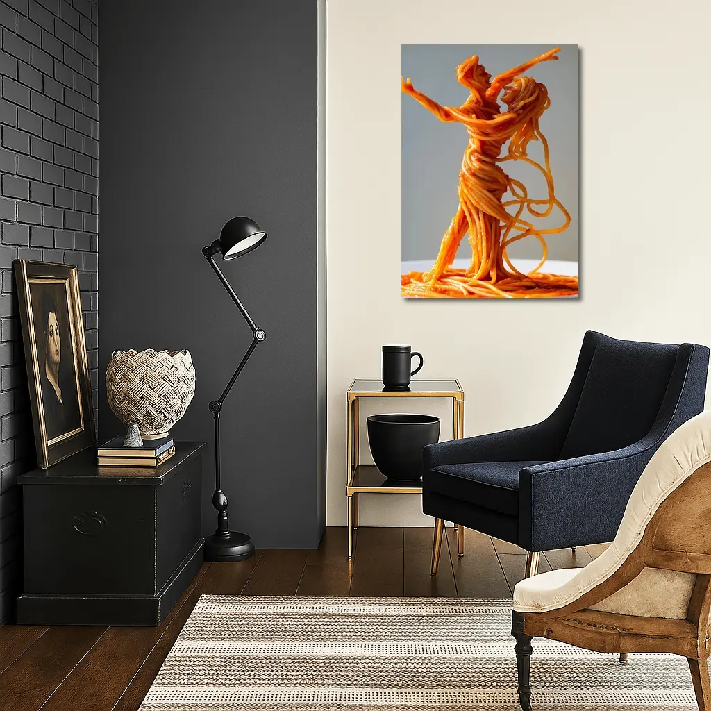 Dancing Couple Sculpture Made From Spaghetti – Wall Art