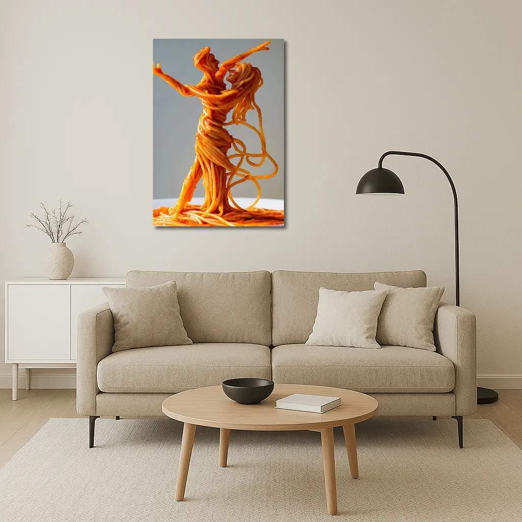 Dancing Couple Sculpture Made From Spaghetti – Wall Art