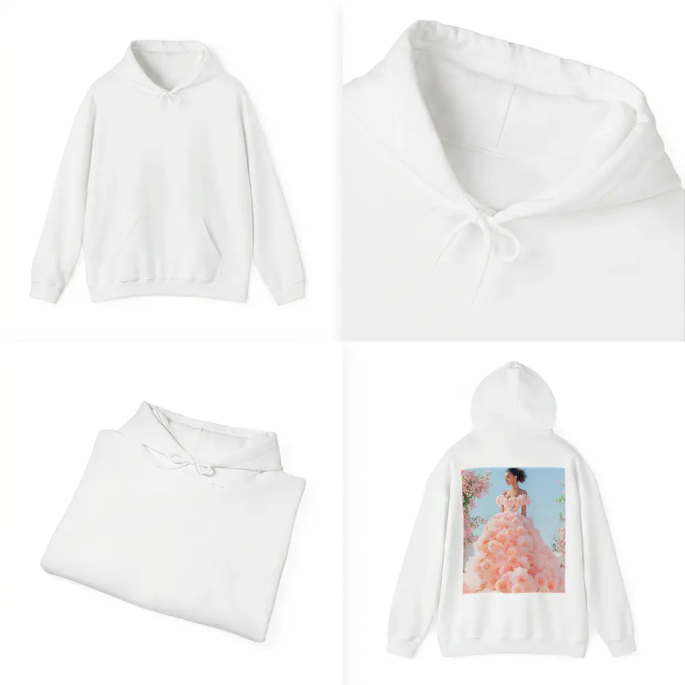 Woman Rose Gown Pink Floral Sky – Hoodies