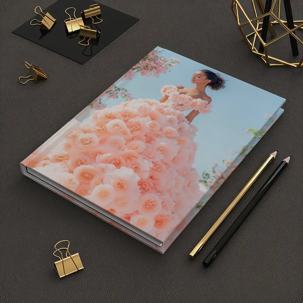 Woman Rose Gown Pink Floral Sky – Notebooks