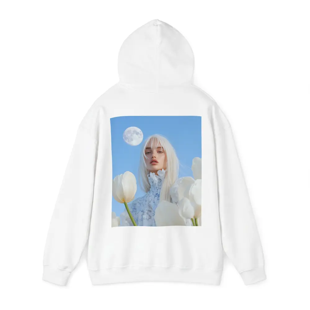White Tulips Woman Moon Blue Sky – Hoodies