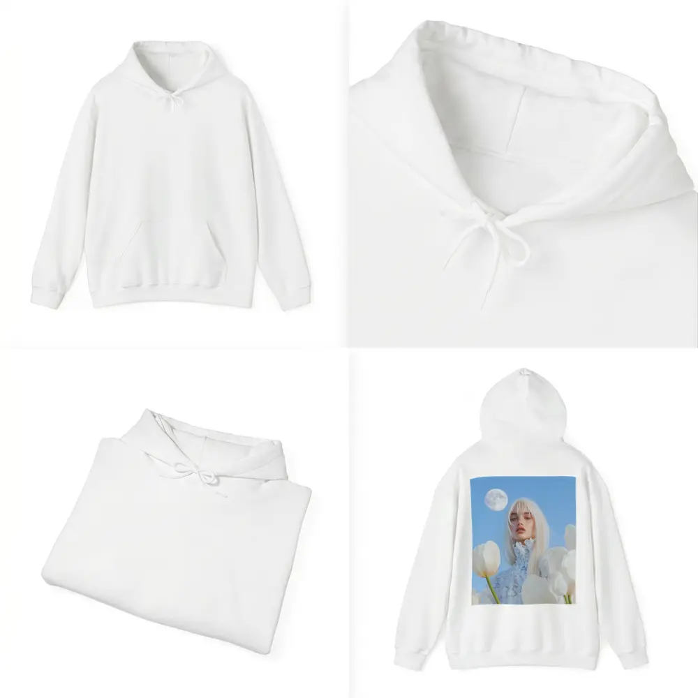 White Tulips Woman Moon Blue Sky – Hoodies