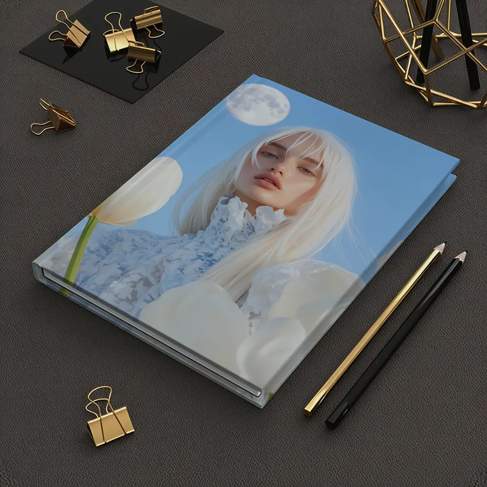 White Tulips Woman Moon Blue Sky – Notebooks