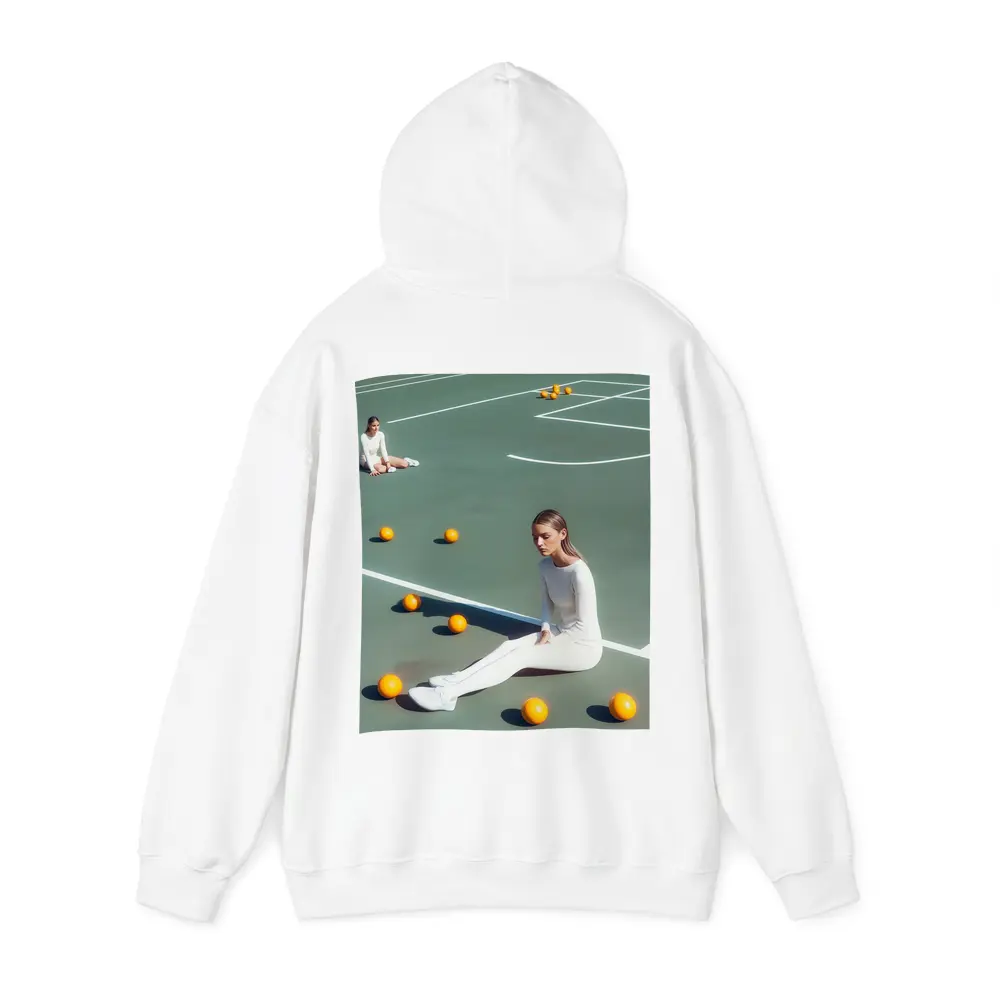 Woman Sitting On Green Tennis Court – Hoodies