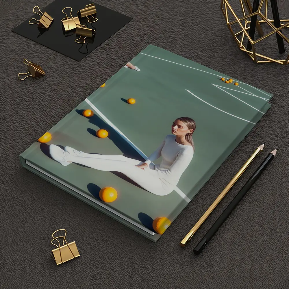 Woman Sitting On Green Tennis Court – Notebooks