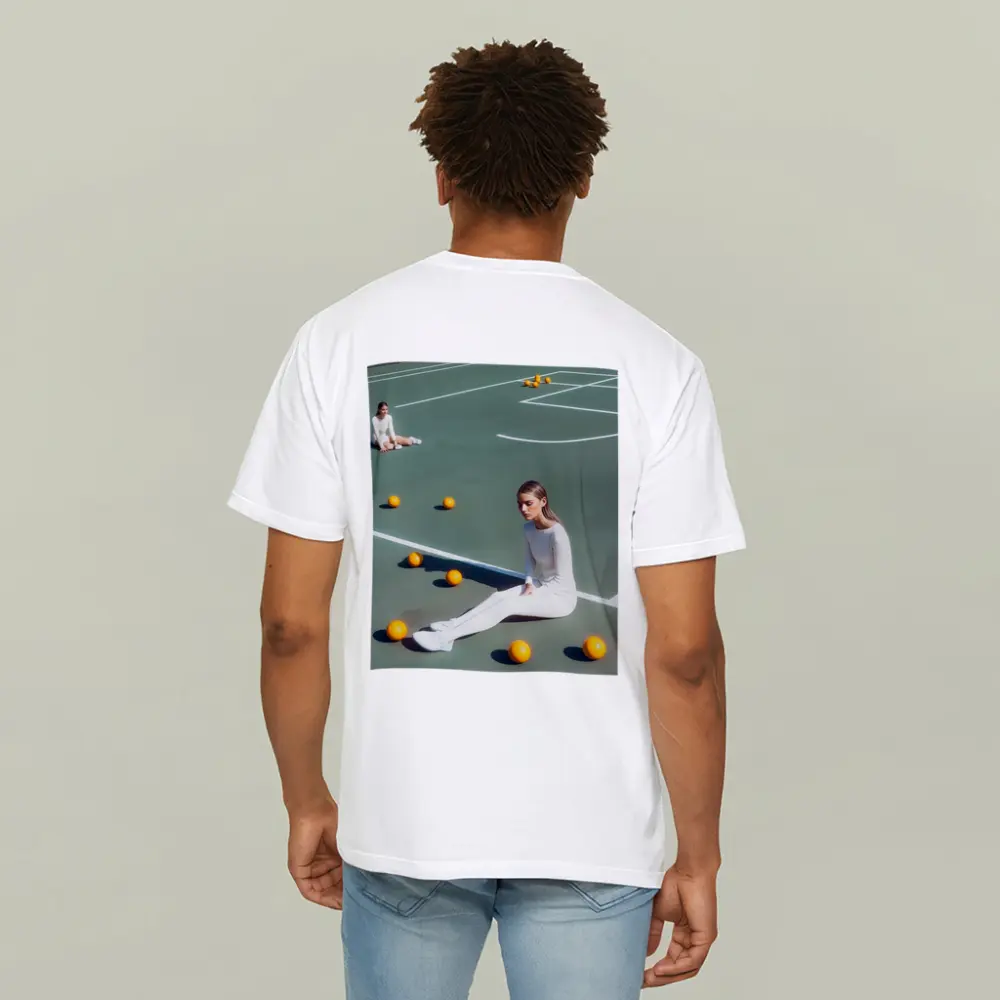Woman Sitting On Green Tennis Court – T-Shirts