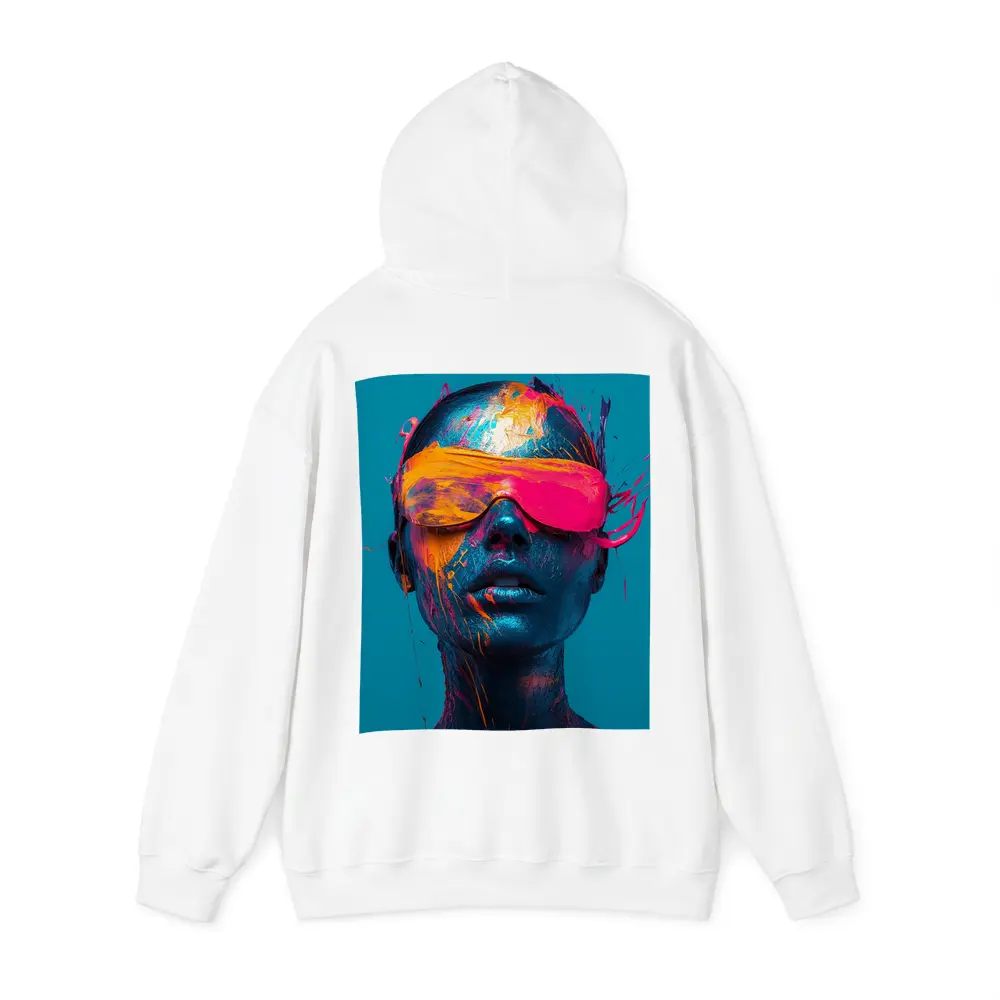 Neon Paint Splatter Woman VR Teal – Hoodies
