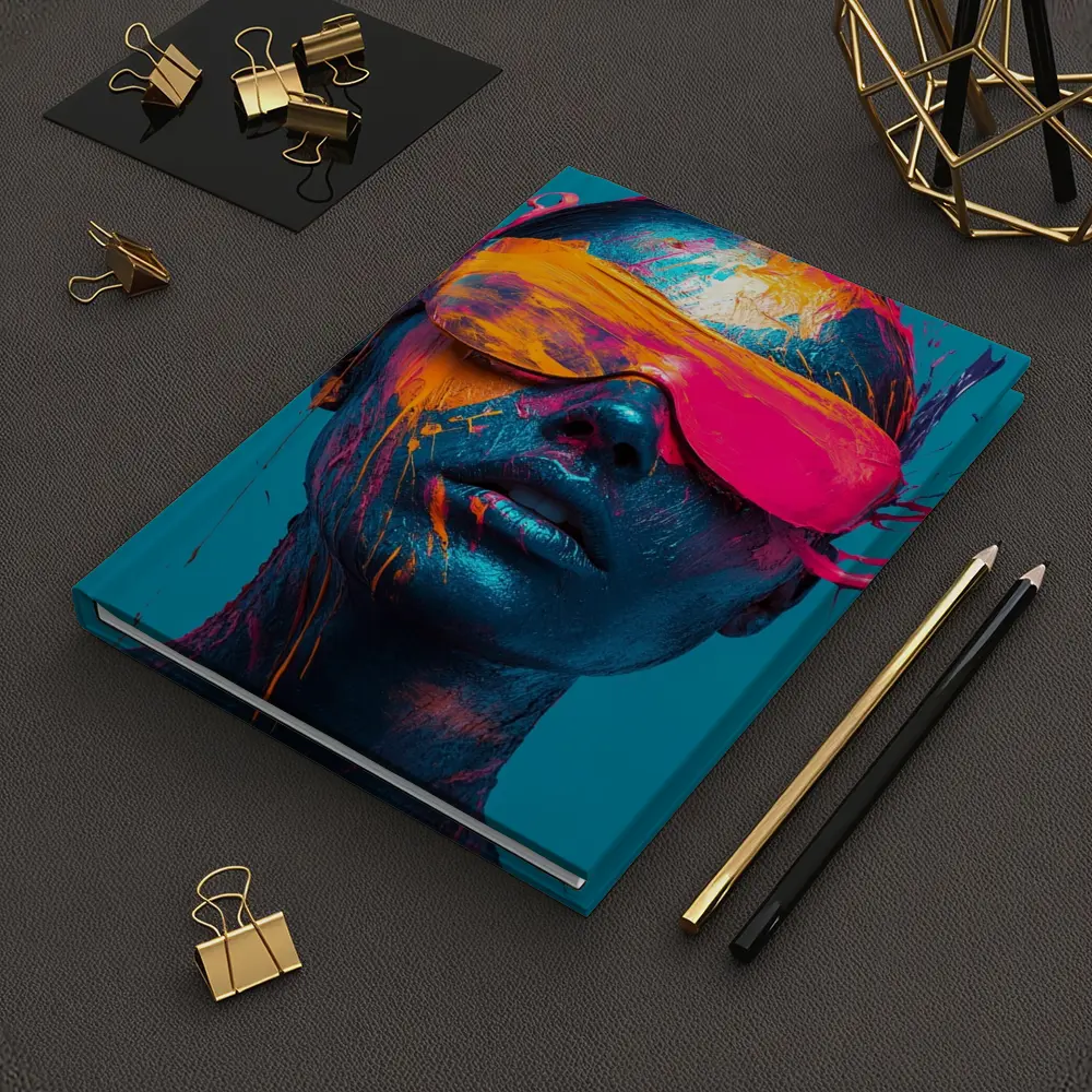 Neon Paint Splatter Woman VR Teal – Notebooks