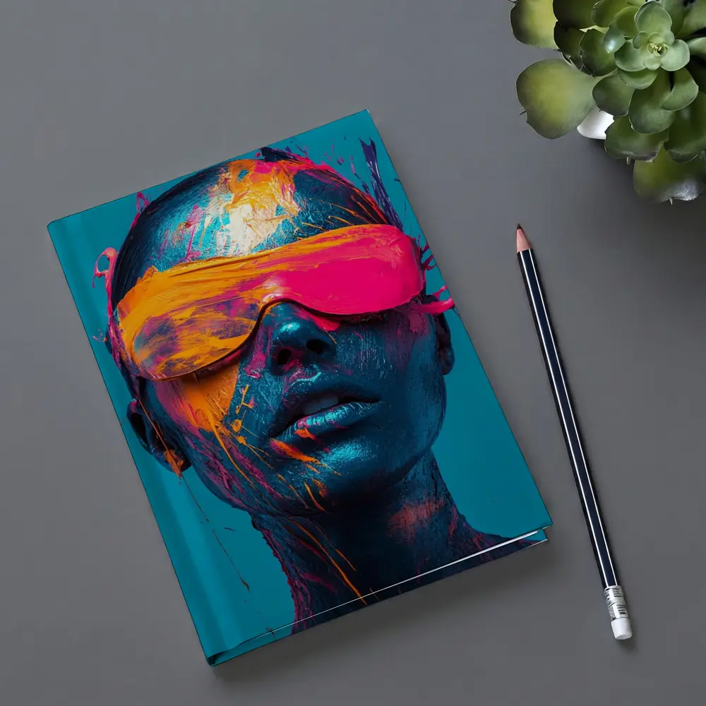 Neon Paint Splatter Woman VR Teal – Notebooks