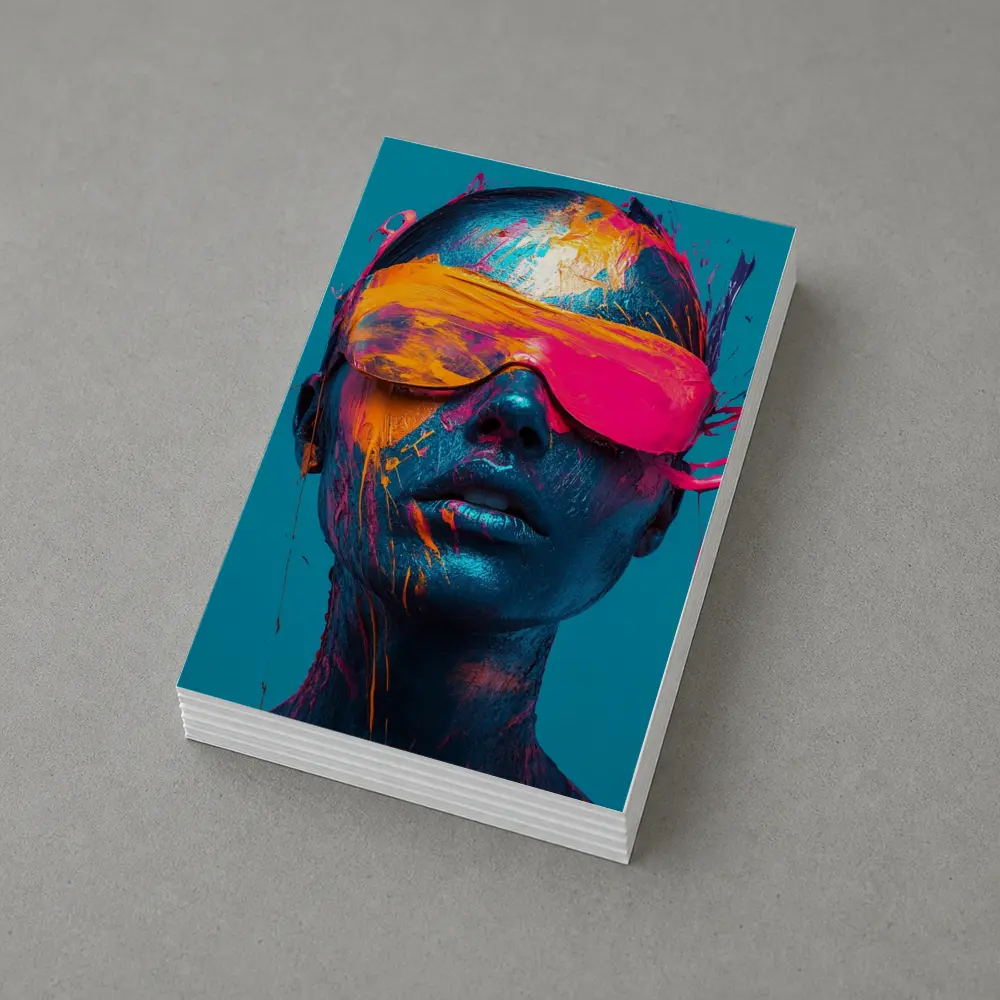 Neon Paint Splatter Woman VR Teal – Postcards