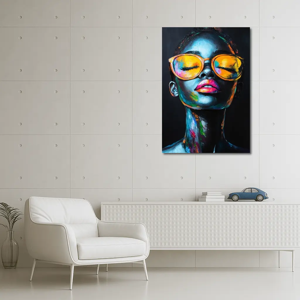 Colorful Woman Portrait With Orange Sunglasses – Wall Art
