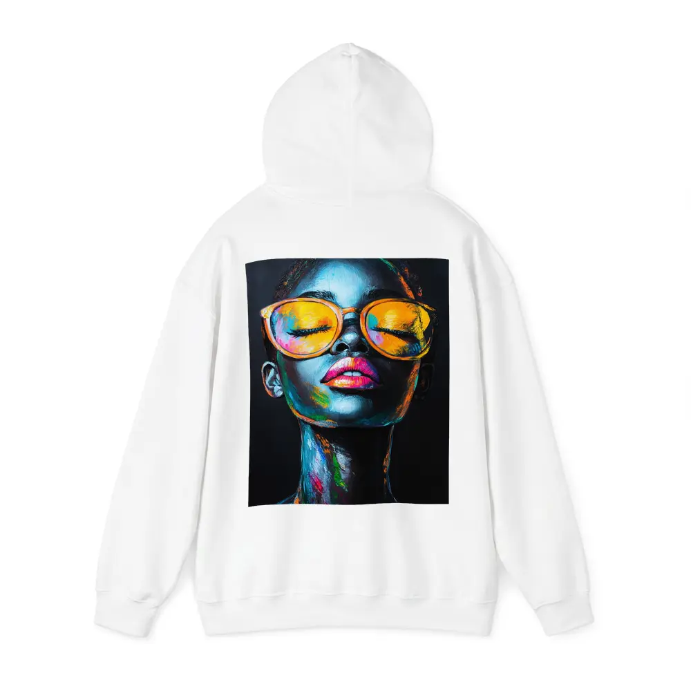 Colorful Woman Portrait With Orange Sunglasses – Hoodies