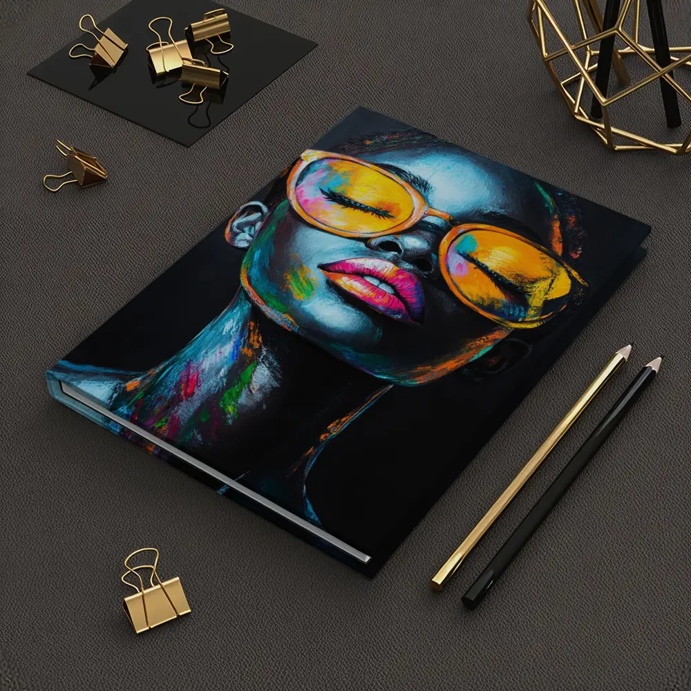 Colorful Woman Portrait With Orange Sunglasses – Notebooks