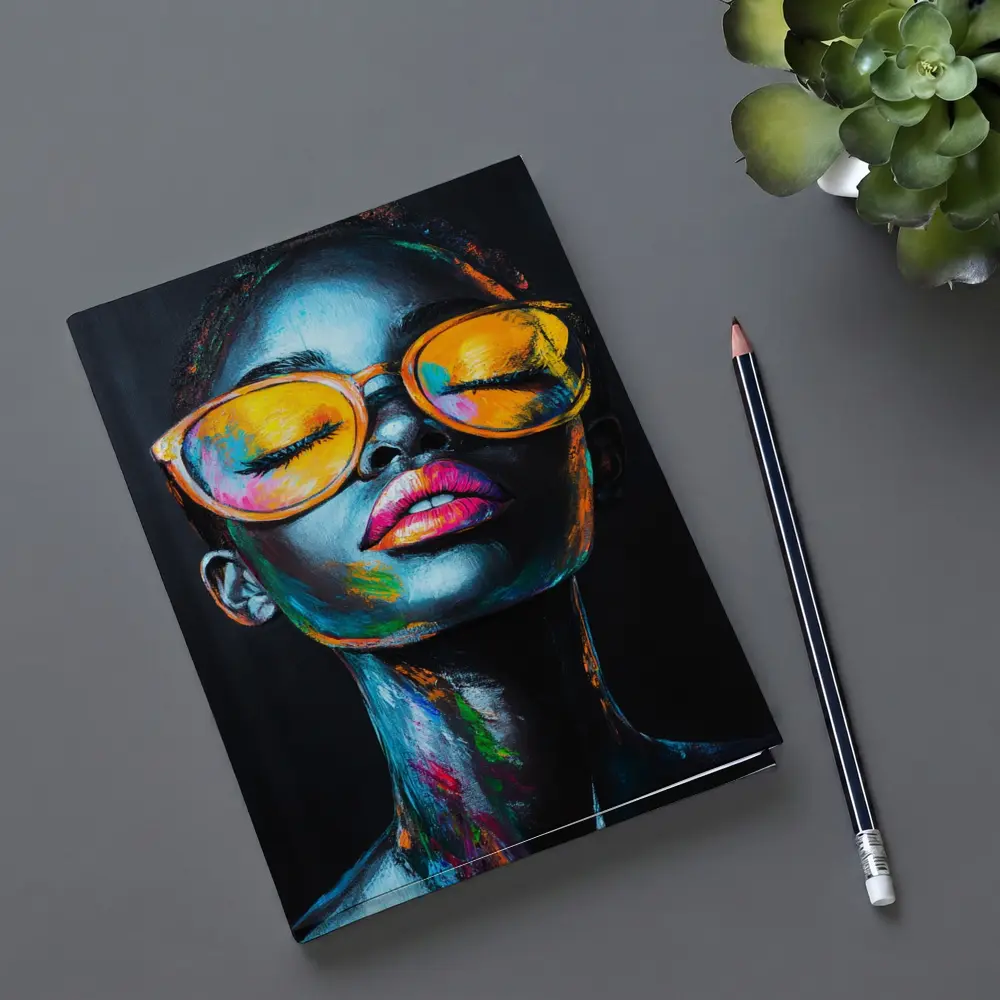 Colorful Woman Portrait With Orange Sunglasses – Notebooks