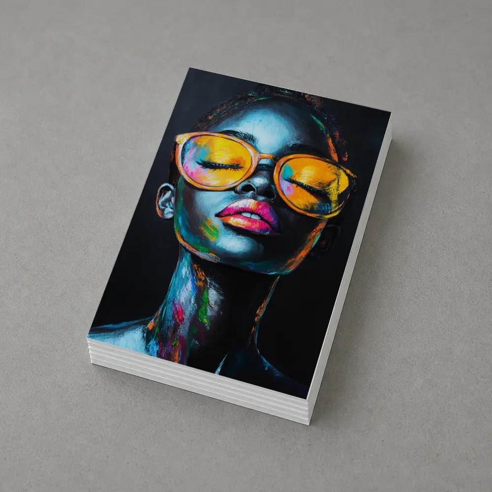 Colorful Woman Portrait With Orange Sunglasses – Postcards