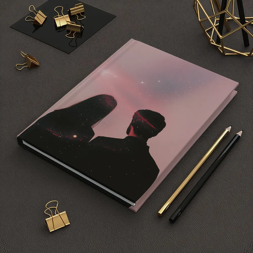 Couple Silhouette Under Pink Cosmic Sky – Notebooks