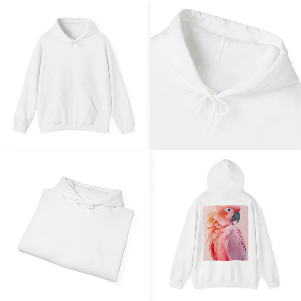 Pink Cockatoo Parrot Paper Art Portrait – Hoodies