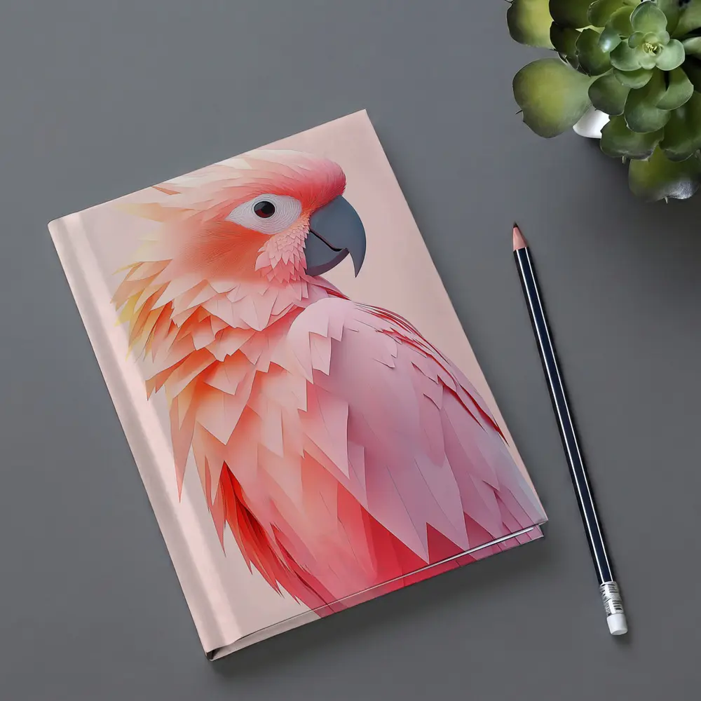 Pink Cockatoo Parrot Paper Art Portrait – Notebooks