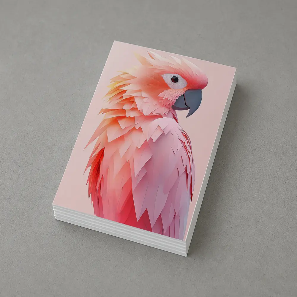 Pink Cockatoo Parrot Paper Art Portrait – Postcards