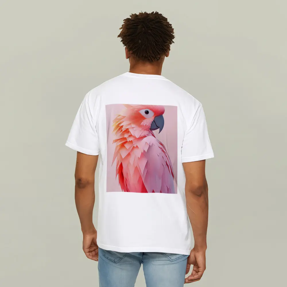 Pink Cockatoo Parrot Paper Art Portrait – T-Shirts
