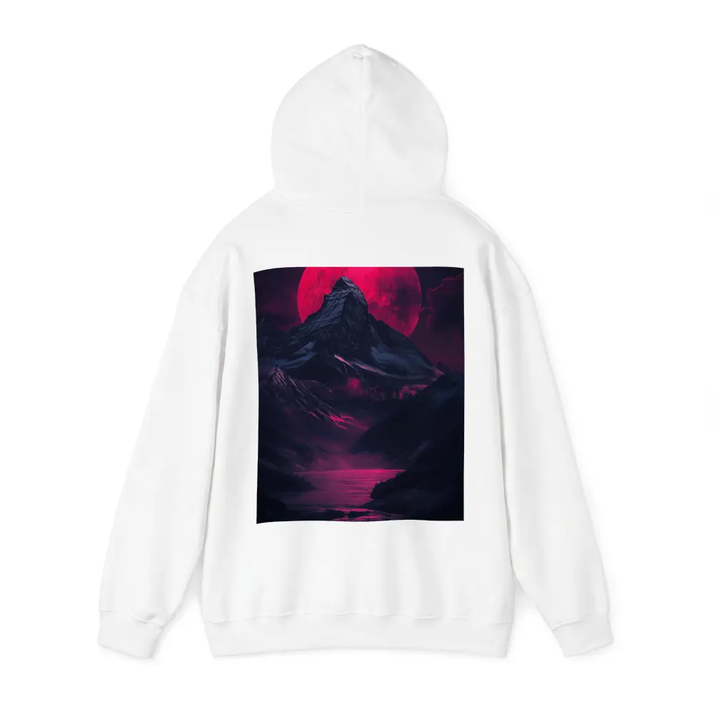 Lone Figure Red Moon Dark Mountain Landscape – Hoodies