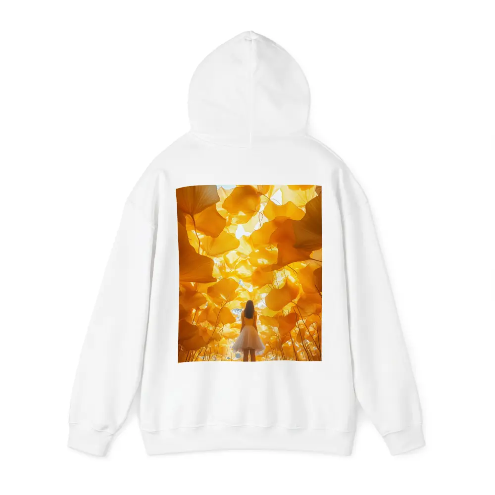 Girl Standing Among Golden Ginkgo Leaves – Hoodies