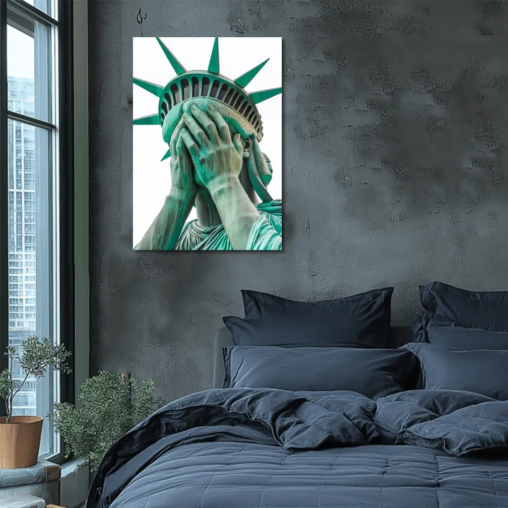 Statue of Liberty Facepalm Funny Political Art – Wall Art