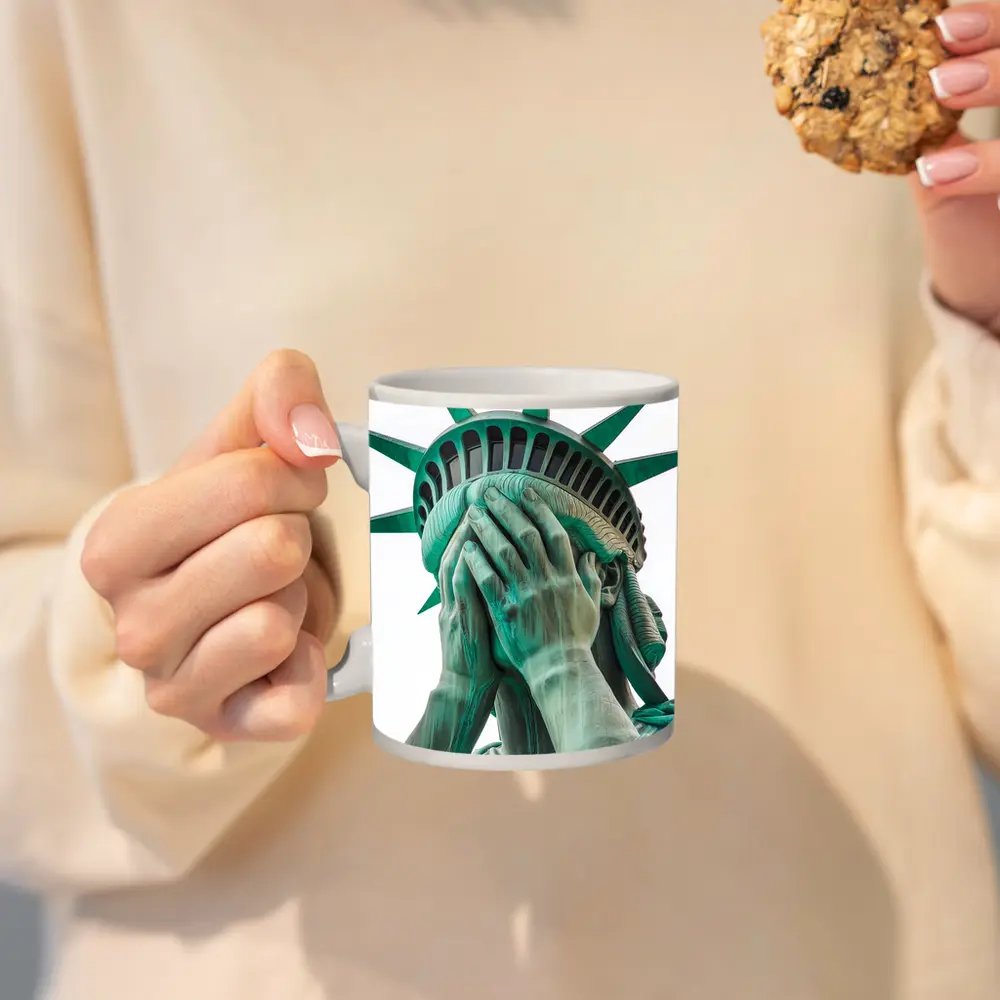 Statue of Liberty Facepalm Funny Political Art – Mugs