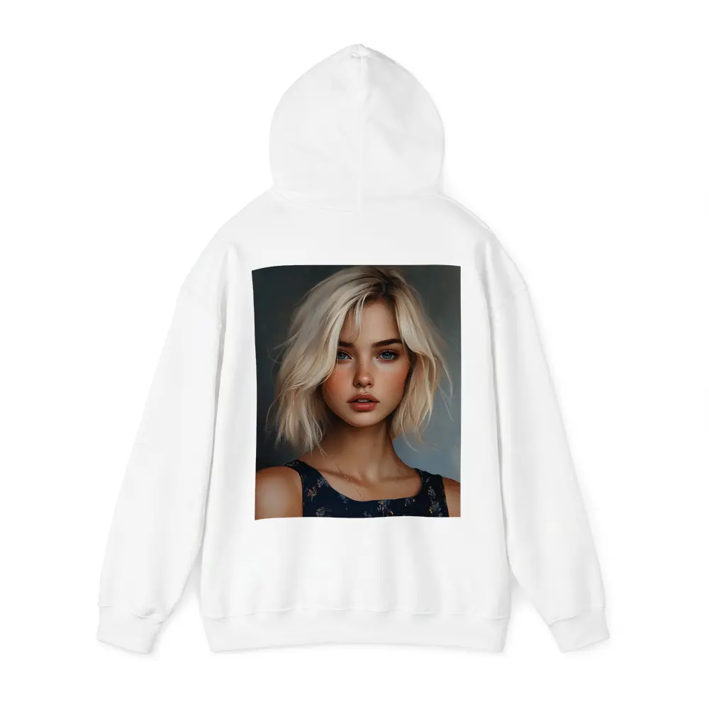 Blonde Girl Portrait Blue Floral Dress – Hoodies