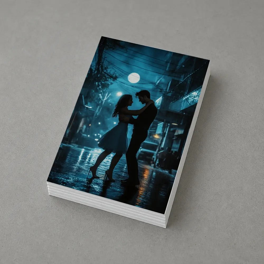 Couple Dancing in Rainy Night Street – Postcards