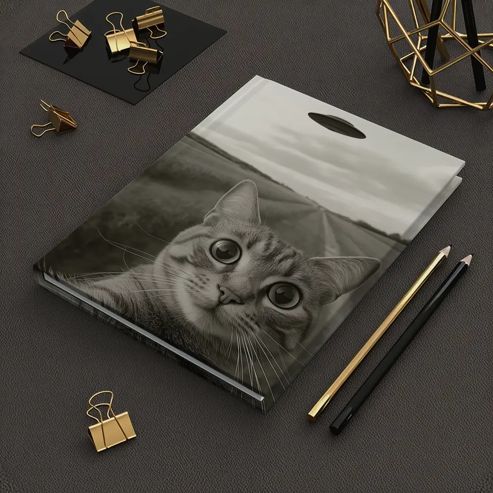 Cat Selfie UFO Flying Saucer Country Road – Notebooks