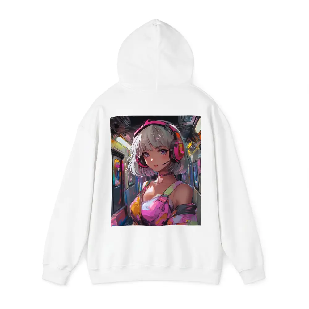 Anime Girl Headphones Neon Subway Train – Hoodies