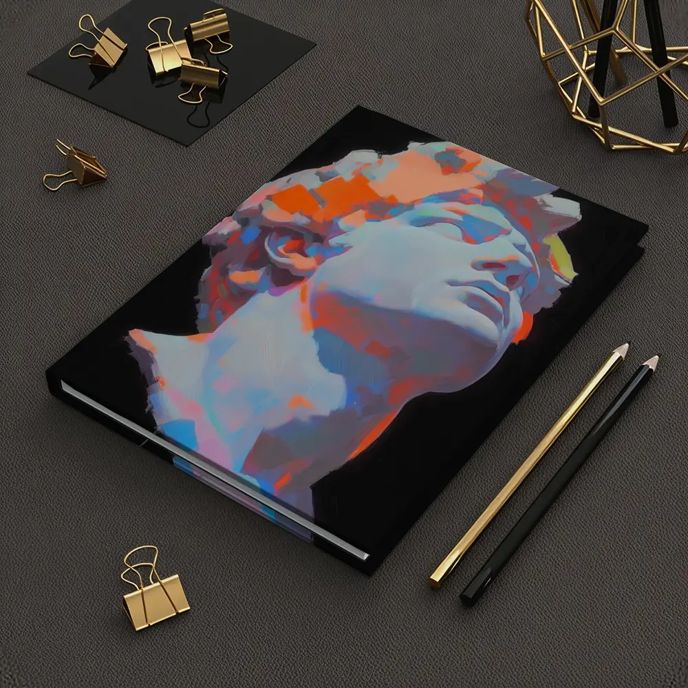 Classical Greek Statue Neon Paint Dark Background – Notebooks