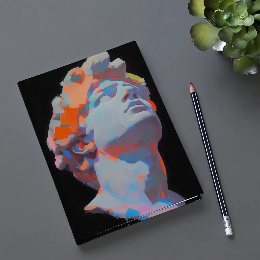 Classical Greek Statue Neon Paint Dark Background – Notebooks