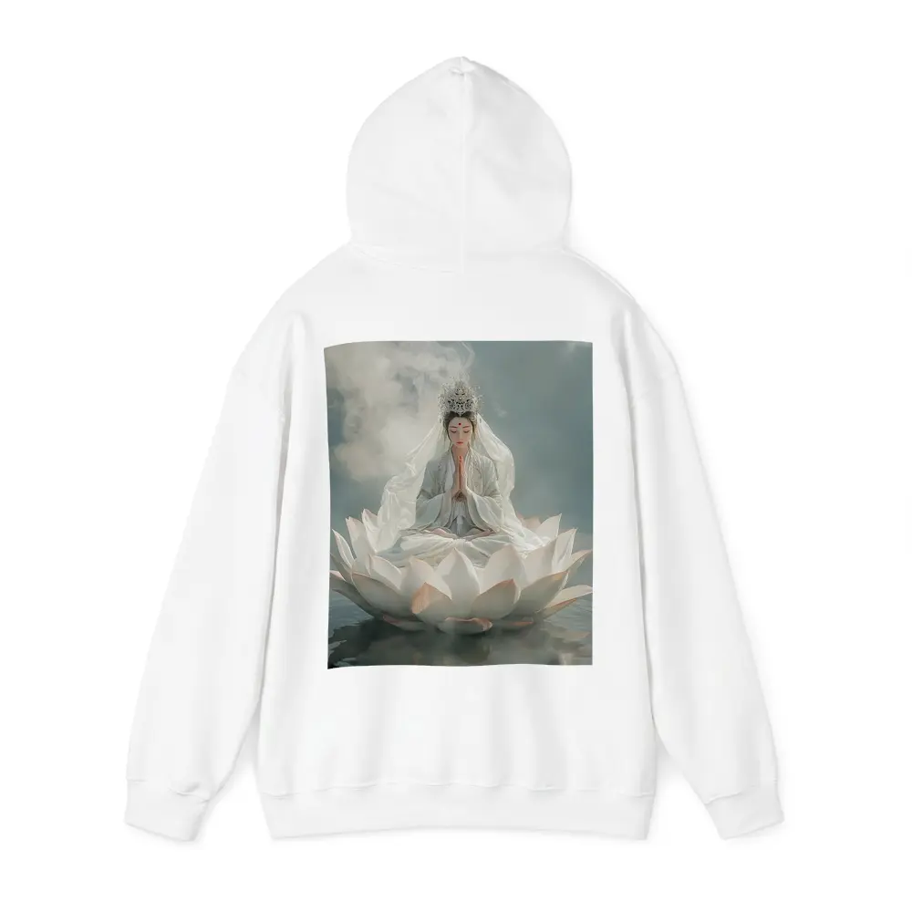 Guanyin Goddess Meditating on White Lotus – Hoodies