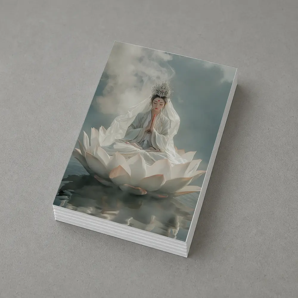 Guanyin Goddess Meditating on White Lotus – Postcards