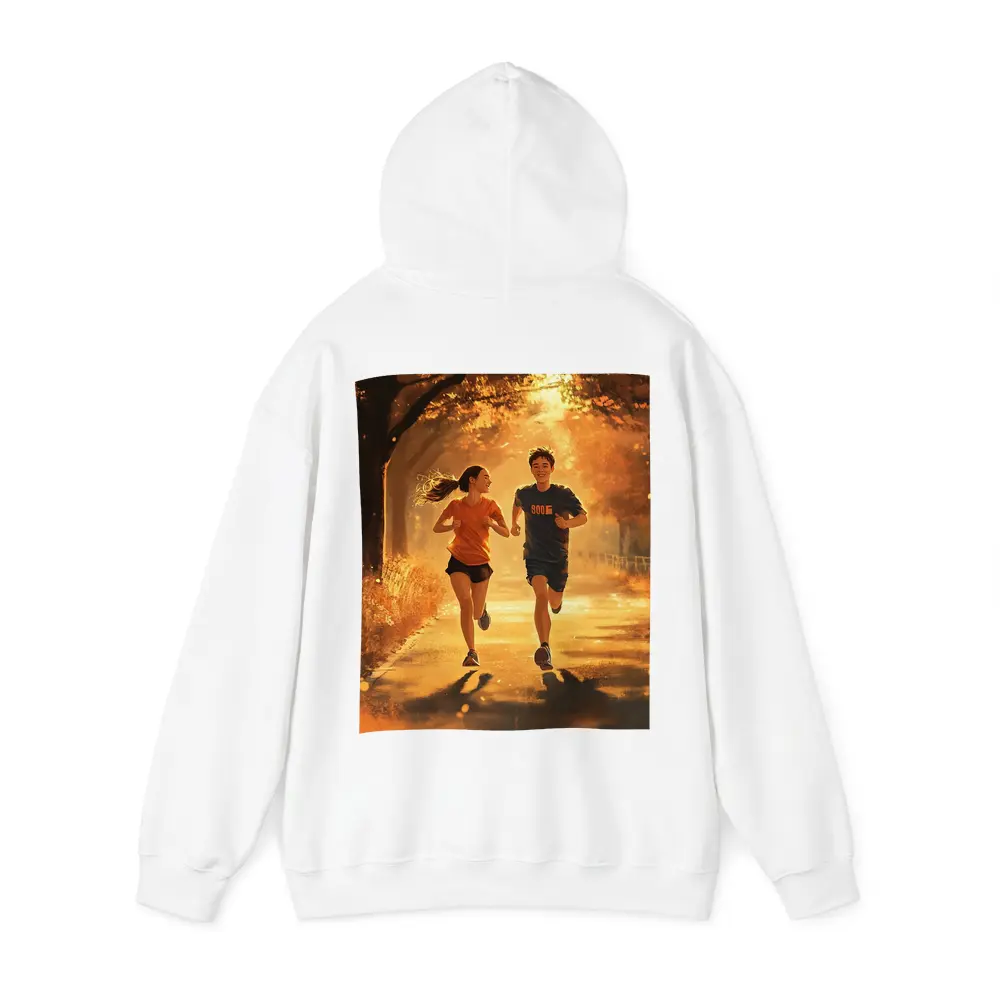 Two Teens Running Together Autumn Park – Hoodies