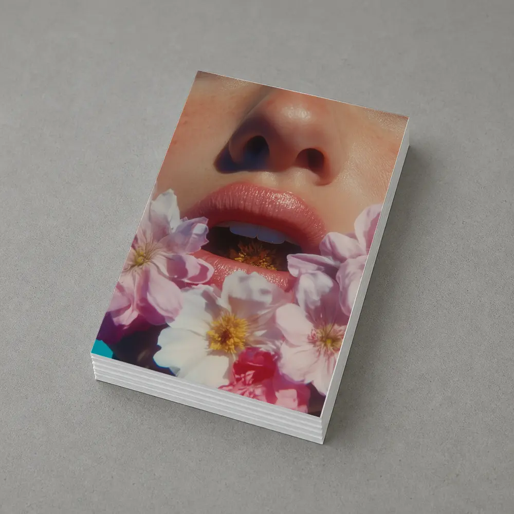 Woman Face Pink Flowers Close Up Portrait – Postcards